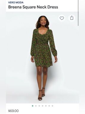 Vero Moda Black Mini Dress with Pink & Green Floral Print